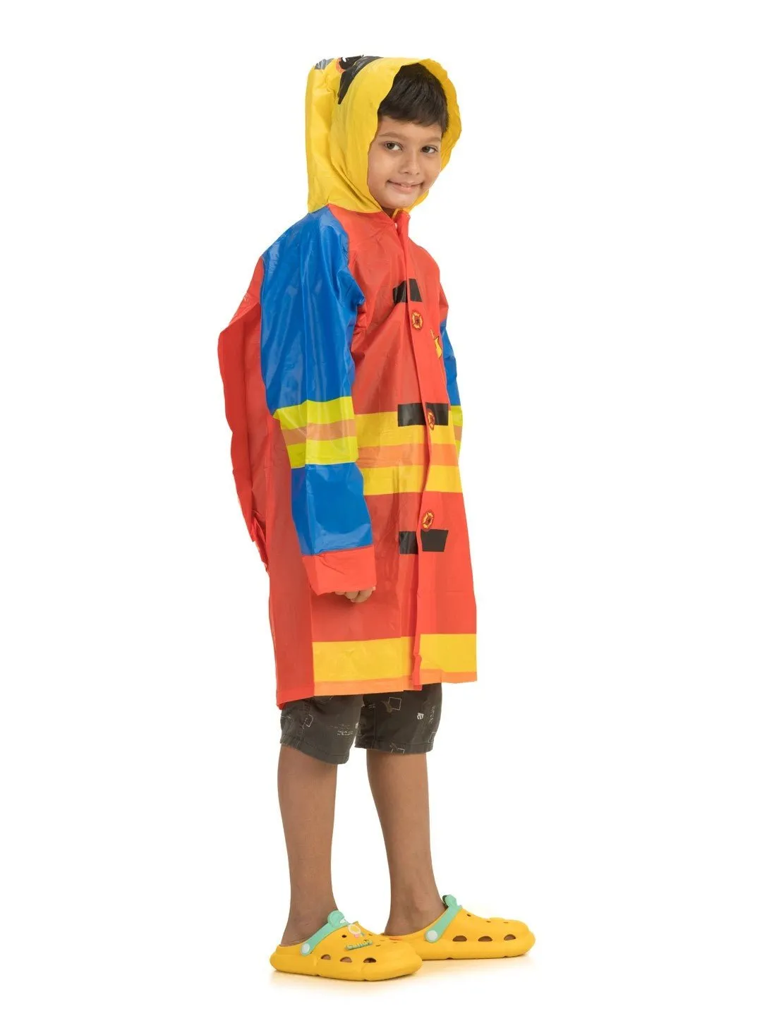 Fire Police Themed Waterproof Raincoat for Boys