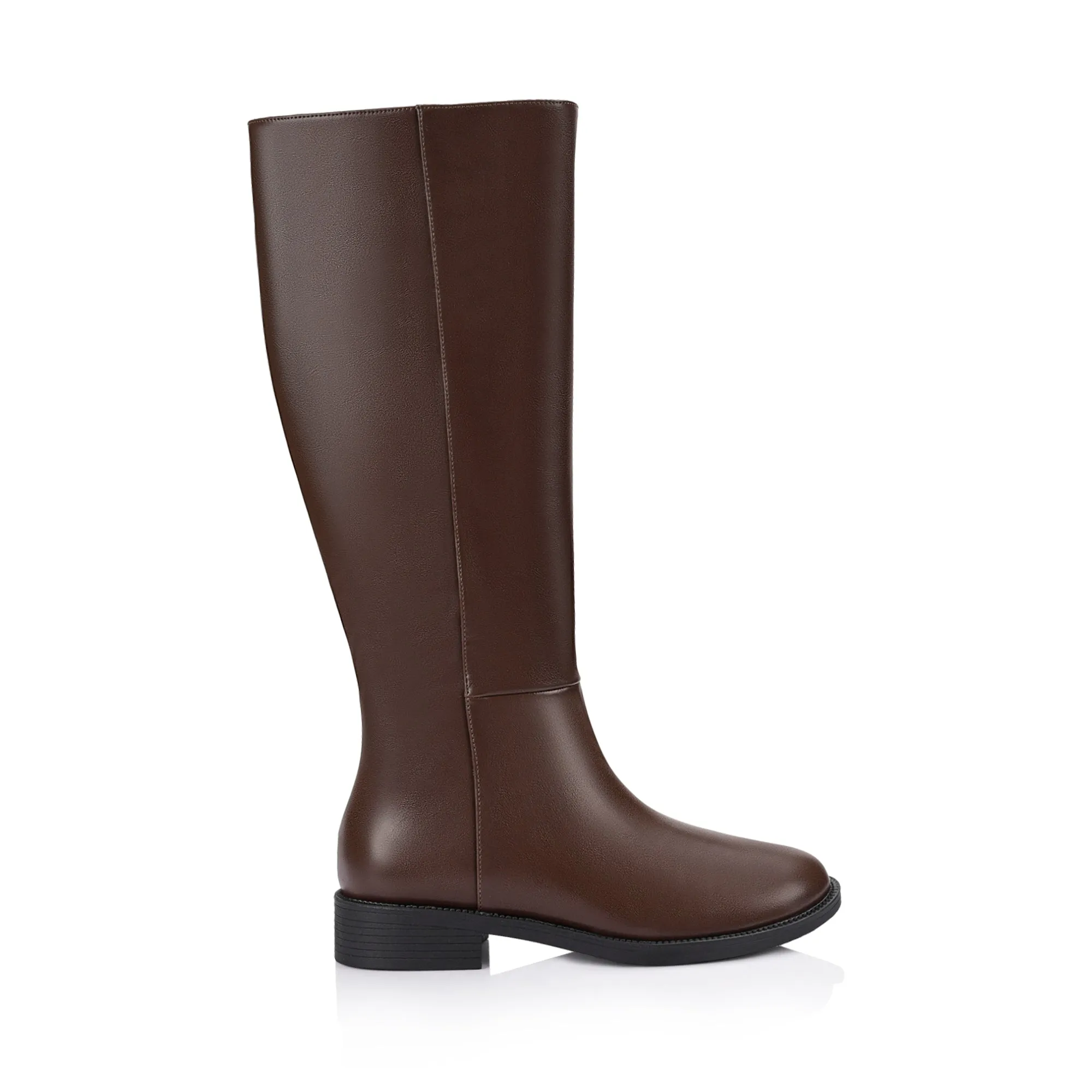 Gabe Flat Knee High Boots - Chocolate Brown
