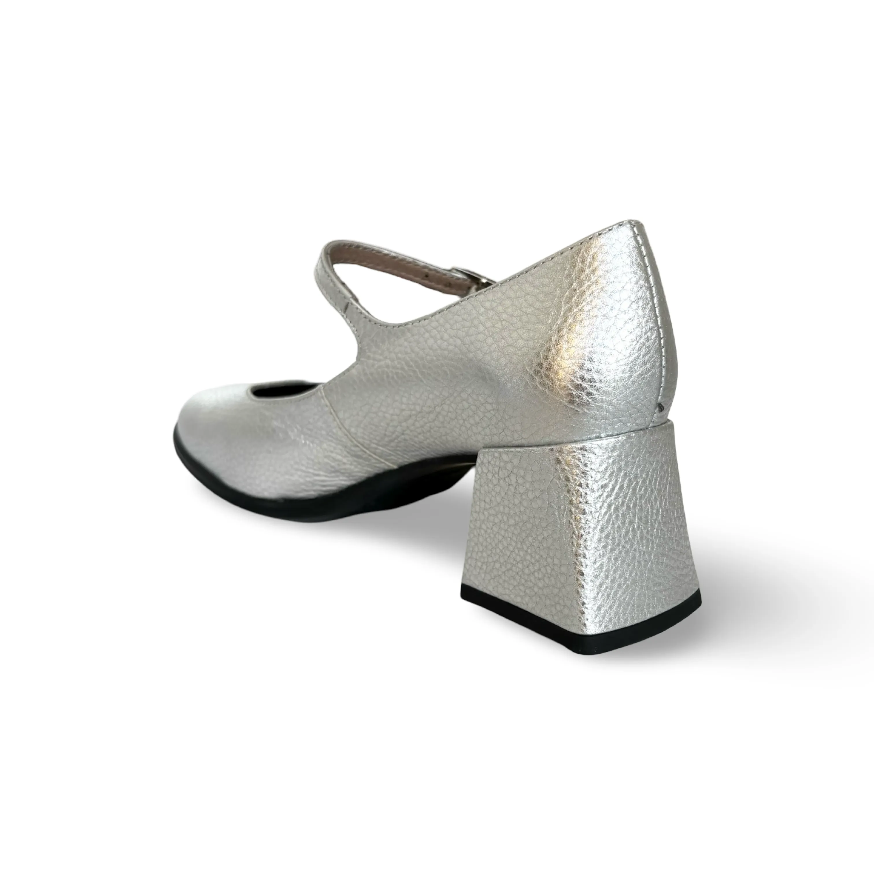 H5711 Silver Leather Maryjane Pump